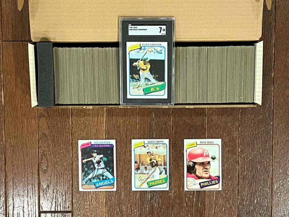 Juego completo de béisbol 1980 Topps 1-726 casi nuevo Henderson SGC 7 ¡Novato RC!! Foto 1 de 3