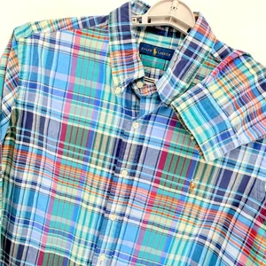 Ralph Lauren Polo Mens Plaid Button Down Long Sleeve Shirt XXK Flesh Pony Preppy - Picture 1 of 10