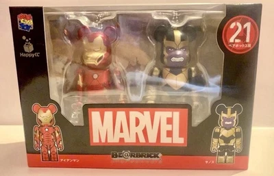 Marvel Japan Medicom Bearbrick Happy Lottery 100% Figure Set Iron Man Thanos #21 - Image 1 of 2