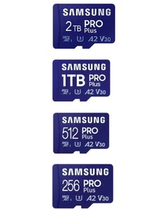 Samsung PRO Plus 256GB 512GB 1TB 2TB Micro SD SDXC A2 V30 UHS-I U3 4K UHD Card - Afbeelding 1 van 12