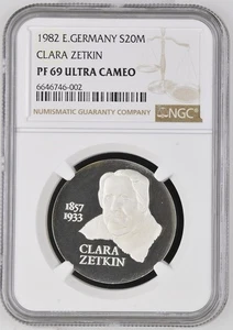 Germany DDR 20 mark 1982 Birth of Clara Zetkin NGC PF69 ULTRA CAMEO - Picture 1 of 2