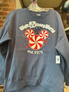2025 Disney Parks WDW Christmas Peppermint Mickey Sweatshirt Adult Sizes NWT! - Picture 1 of 2