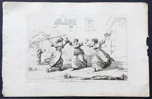 Bartolomeo Pinelli 1809 stampa antica lite femmine donne roma acquaforte - Picture 1 of 6