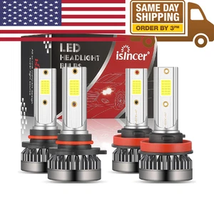 9005+H11 LED Headlight Super Bright Bulbs Kit 6000K White 330000LM High&Low M - Foto 1 di 14