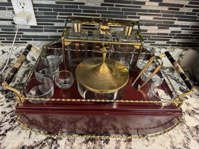 Vintage Table Top Rolling Cart With Lock And Key  - Image 1 of 4