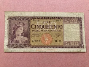 BANCONOTA 500 LIRE ORNATA DI SPIGHE 23 marzo 1961 ACCETTABILE - Imagen 1 de 4