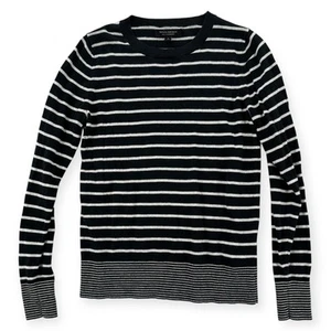 Banana Republic Silk Cashmere Sweater Top Womens Small Black White Stripe - Picture 1 of 7
