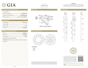 GIA CERTIFIED NATURAL DIAMOND 1.03 CARAT VS1/F LOOSE GEMSTONE 33 - Picture 1 of 6