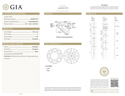 GIA CERTIFIED NATURAL DIAMOND 1.03 CARAT VS1/F LOOSE GEMSTONE 33 - Image 1 of 4