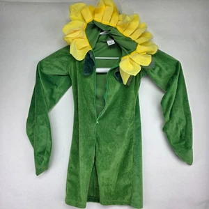 Sunflower Daisey Flower Costume Child Size XS Vintage Styled Hooded Velvet Top - Picture 1 of 7