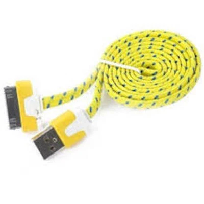 3FT Fabric Braided flat noodle Data Power Charger Cable FOR iPhone 4 4s 3 iPod - Image 1 of 4