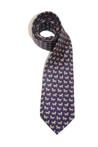 Salvatore Ferragamo Men's 100% Silk Tie Made in Italy Authentic Blue Lion Print - Picture 1 of 5