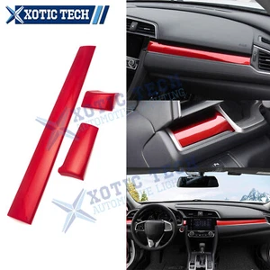 Juego de molduras de panel de tablero de consola central rojo para Honda Civic 2016-2021 - Imagen 1 de 8