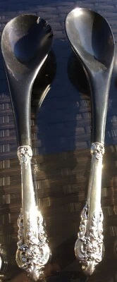 ENORME JUEGO DE SERVIR ENSALADA BARROCA WALLACE GRANDE DE 12" BAQUELITA de plata de ley Foto 1 de 4