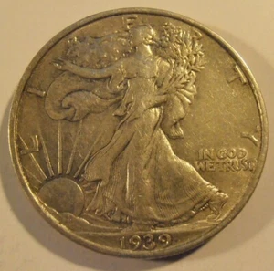 1939 P Walking Liberty Silver Half Dollar, AU,  (39PBH1) - Picture 1 of 4