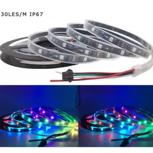 5M Waterproof WS2811 IC 5050RGB Dream Color 30LED/M DC12V Pixel Strip Black PCB - Picture 1 of 7