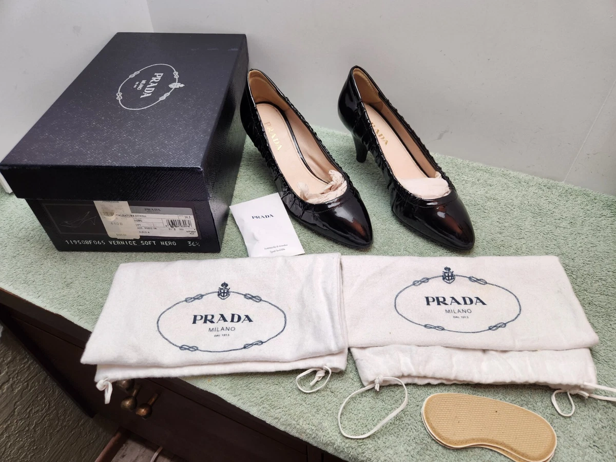 PRADA Patent Leather Low (1-1.9 in) Heel Height Heels for Women