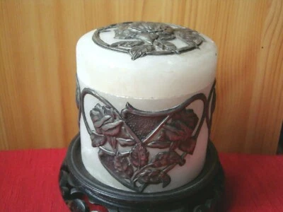 BOITE COUVERTE ALBATRE ET ETAIN  PERIODE ART NOUVEAU  - Photo 1/4