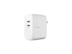 Belkin 68W Dual USB-C Wall Mount GaN Charger PD Power Delivery for iPhone Fast - Picture 1 of 5