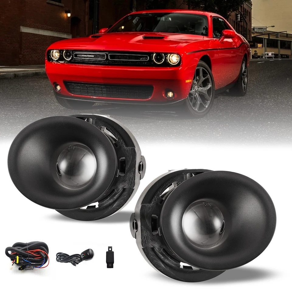For 2015-2023 Dodge Challenger Clear Fog Lights Lamps Wiring Switch Kit Pairs - Image 1 of 4