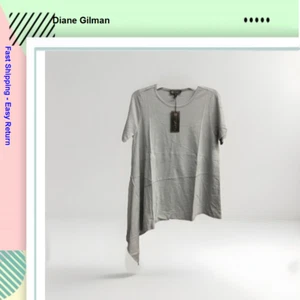 DG2 by Diane Gilman Slub Knit Seamed Asymmetric Top - Gray -  Size; M - Picture 1 of 2