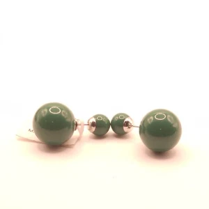 Ross Simons Simulated Green Onyx Earrings Sterling Silver Front-Back Post - Picture 1 of 10
