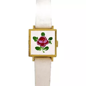 Bucherer Vintage 1970s Ladies Enamel Rose Dial Swiss Made 25mm 24510101 - Picture 1 of 10
