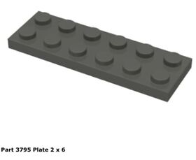 Lego 1x 3795 Dark Gray Plate 2 x 6 7161