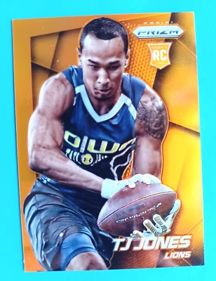 2014 PANINI PRIZM TJ JONES #213 RC ROOKIE ORANGE PRIZM DETROIT LIONS - Image 1 of 3