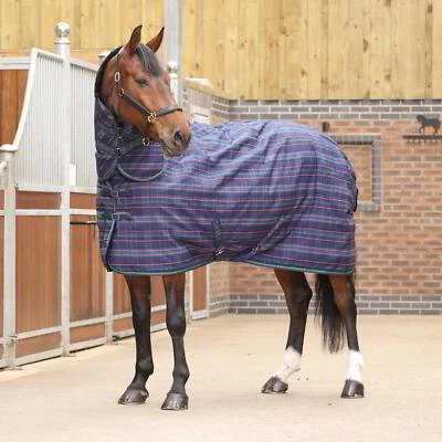 Shires Tempest Plus 100g Stable Combo Rug - Navy Tartan - Image 1 of 2