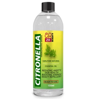 ZR BEAUTY CITRONELLA Essential Oil Natural aromatherapy Anti-Depressant Insecticide 100ml