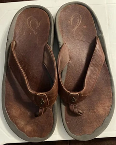 Olukai Men's Ohana Beach Flip Flop Size 12 Dark JAVA Brown Sandals Summer Beach - Picture 1 of 8