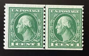 US Stamps; Scott #443 Genuine Coil Line Pair 1914 Washington Franklin NH OG $325 - Picture 1 of 6