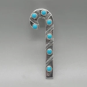 NAVAJO-STERLING & TÜRKIS WEIHNACHTEN ZUCKERSTANGE ANSTECKNADEL/ANHÄNGER von LEE CHARLEY - Bild 1 von 3
