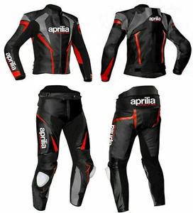 Aprilia Bikers Leather Suit Motorcycle Racer Motorbike Armored Sports All Size - Picture 1 of 4
