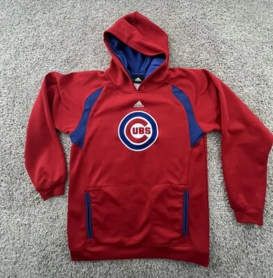 Moletom Adidas Chicago Cubs com capuz pulôver juvenil tamanho grande (14-16) vermelho azul - Imagem 1 de 4