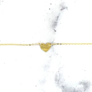 Solid 14K Gold 18" Heart Pendant Chain with Spring Ring Clasp, Women - Picture 1 of 16