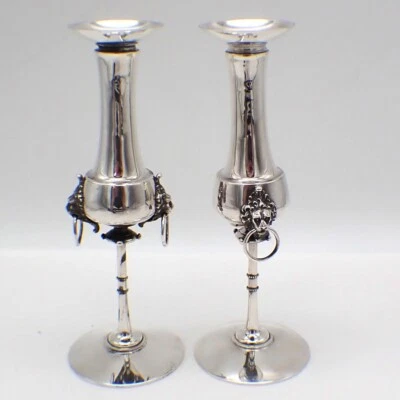 Par de jarrones estéticos con brotes de león Gorham plata de ley Foto 1 de 4