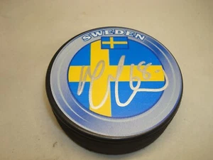Melker Karlsson Signed Team Sweden Hockey Puck Autographed 1B - Picture 1 of 2