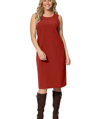 Womens Woman Within Corduroy Jumper Dress Red Ochre Plus 100% Cotton Sleeveless - Image 1 of 4
