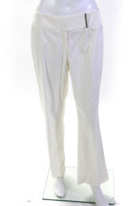 Elie Tahari Womens Striped Wide Leg Dress Pants White Cotton Size 6