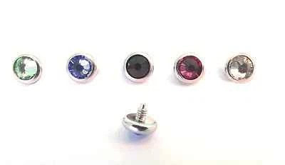 DCTATTOO 316L CZ GEM **DERMICO** PIERCING ANCORAGGIO TESTA superiore -CERCHIO- scegli colore - UK!