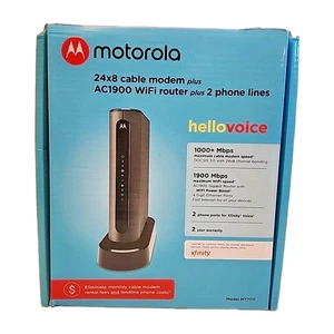 New Motorola 24x8 Cable Modem + AC1900 WiFi Router + 2 Phone Lines | Read Descr. - Picture 1 of 12