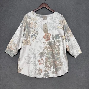 Sioni Pullover Damen Gr. 1X Blumendruck 3/4 Dolmanärmel Oberteil Stretch NEU 138 $ - Bild 1 von 8