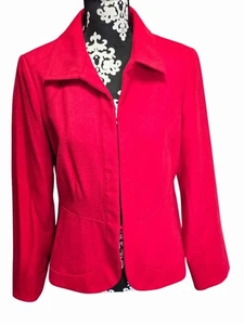Chicos Womens Red Blazer Jacket Size 1 Classic Collar Medium - Picture 1 of 4