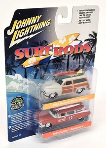 Johnny Lightning 1/64 Mercury Woody Wagon 1950 + Cadillac Ambulance 1959 Set 2 - Picture 1 of 4