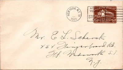 GOLDPATH: US postal stationery 1932 New York, NY machine cancel CV882_P18 - Image 1 of 2