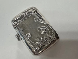 Antique Sterling Silver Repousse Rectangular Etui Art Nouveau for Chatelaine - Picture 1 of 12