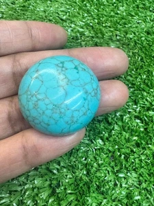 85CT Lab-Created Blue Turquoise 30mm Round Cabochon – Fine, Huge Gem - Picture 1 of 7