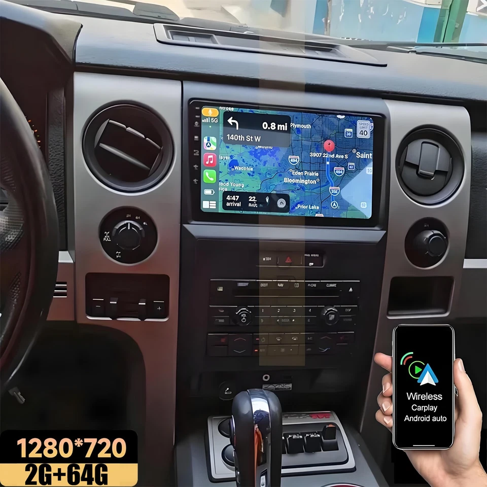 FOR FORD F150 2009-2014 AUTO AC APPLE CARPLAY ANDROID13 CAR STEREO RADIO GPS NAV Foto 1 de 4